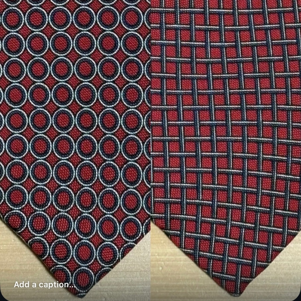 2 Ralph Lauren Red Geometric Pattern 100% Silk Ties